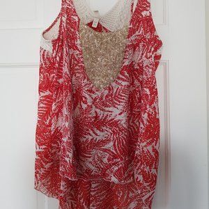 Flowy Sequin and Crochet Top Large